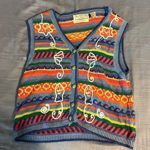 Hand Embroidered and Knit Sweater Vest